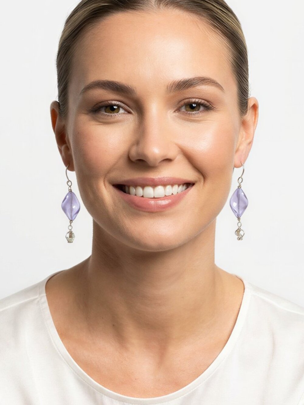 Periwinkle Iridescent Drop Earrings Handmade